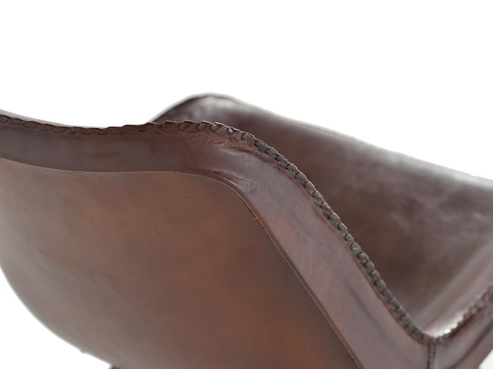 GINER Y COLOMER Chaise style industriel en cuir naturel marron et noir